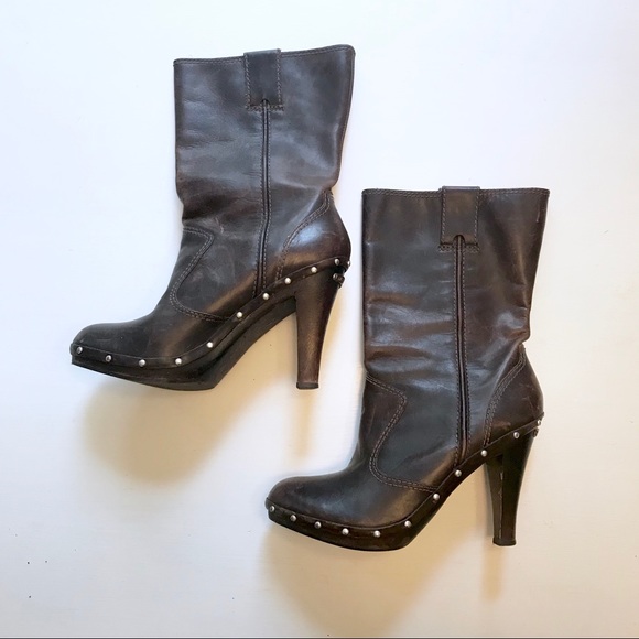 Michael Kors Shoes - Michael Kors brown leather studded high heel boots